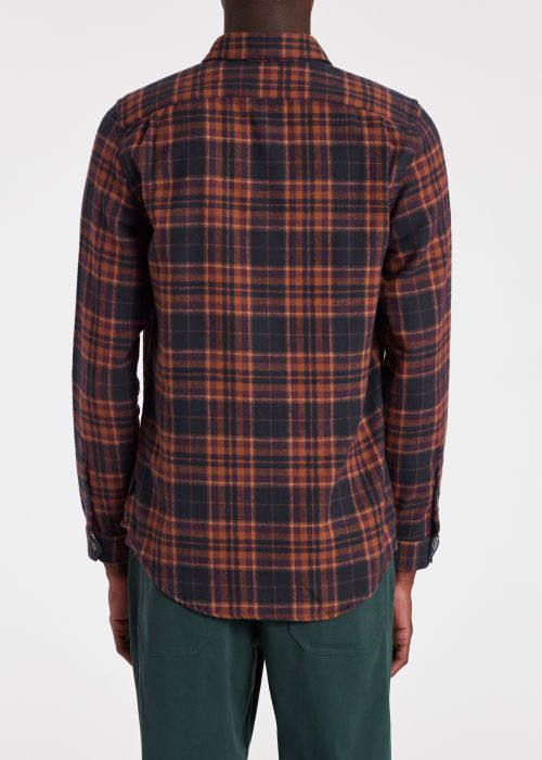 Model view - Brown Cotton Flannel Shirt Paul Smith